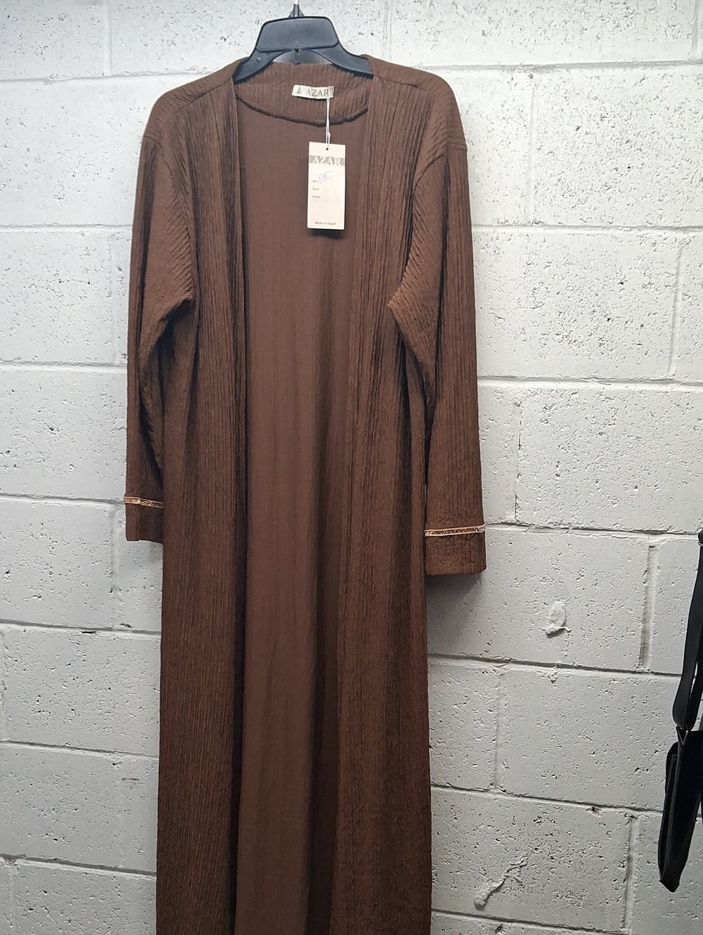 NWT Azar Brown Textured Long Open Abaya